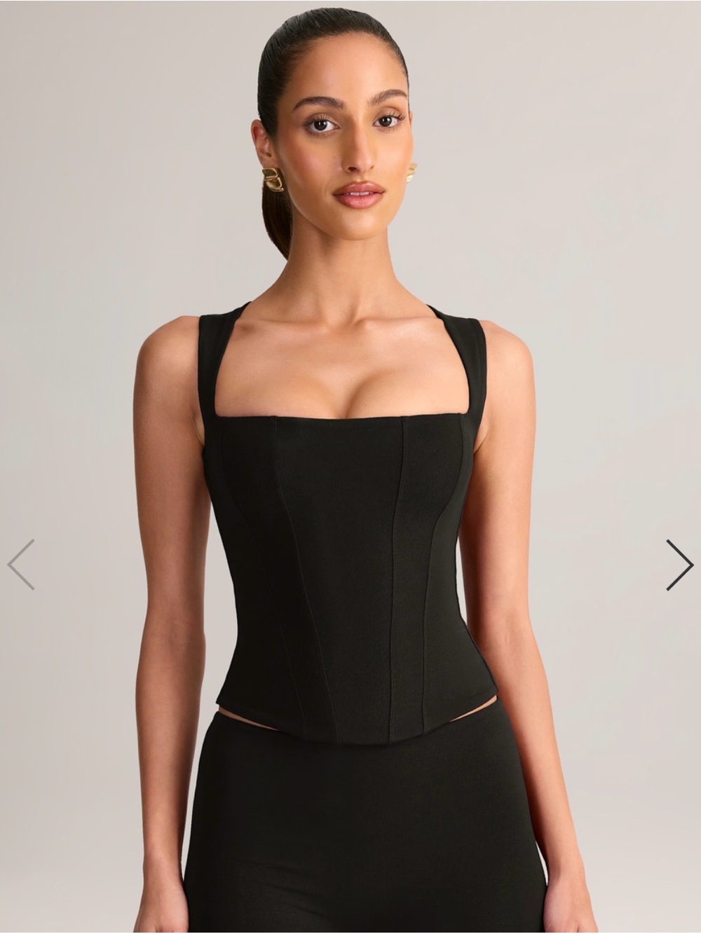 Oh Polly Black Structured Square-Neck Corset Top - Picture 4 of 7